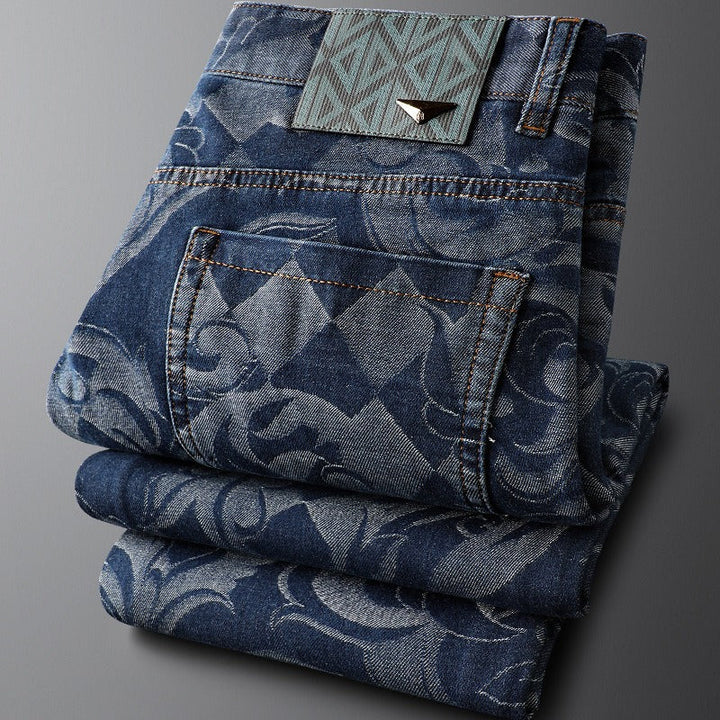 Comfortable men's stretch jeans in rich indigo denim, perfect for everyday wear.