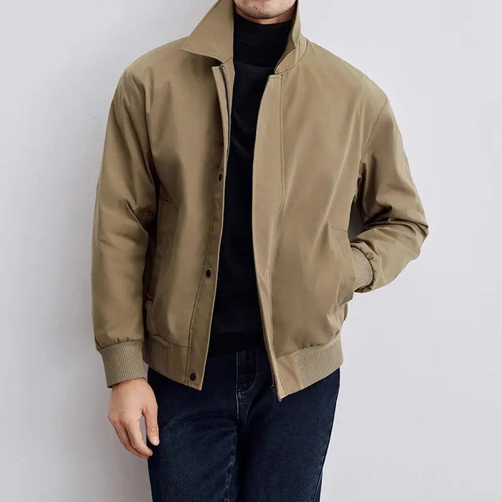 Navy men's Harrington jacket, lightweight & versatile outerwear for spring, fall & men's fashion.