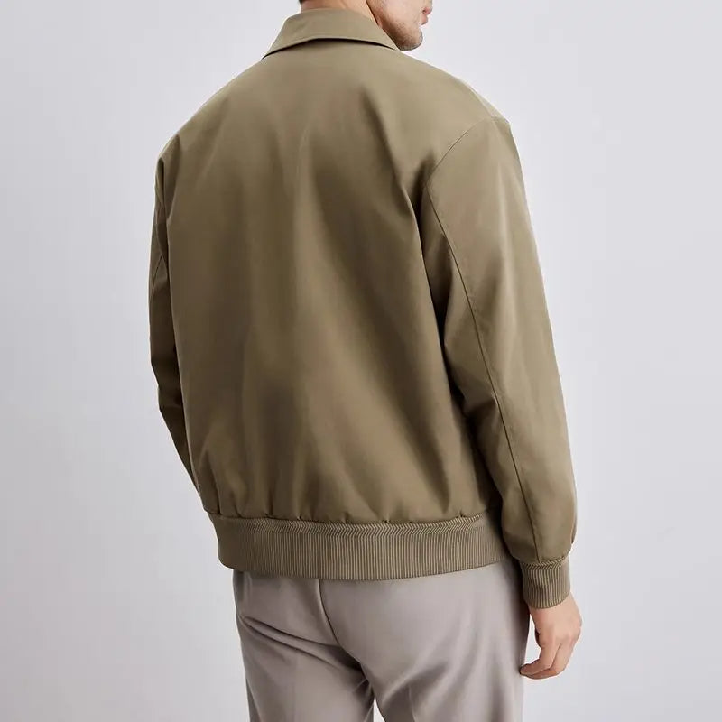 Black men's Harrington jacket, offering all-day comfort & timeless style for versatile all-season wear.