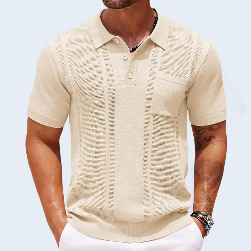 Stylish men's tailored fit knit polo, an essential everyday shirt for modern casual wear.
