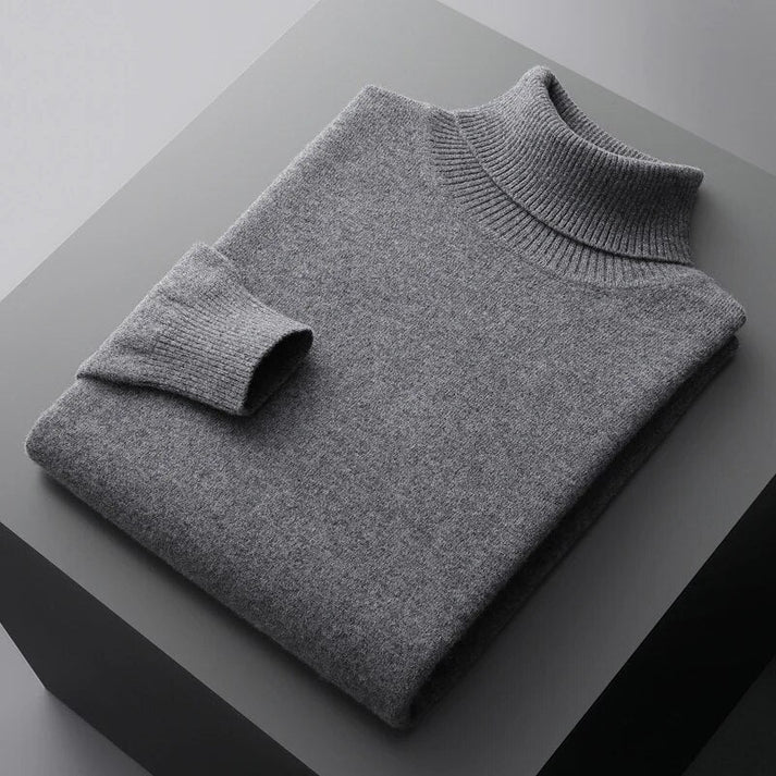 Cozy men's slim-fit knit turtleneck sweater, a versatile piece for fall & winter layering. Great casual comfort.