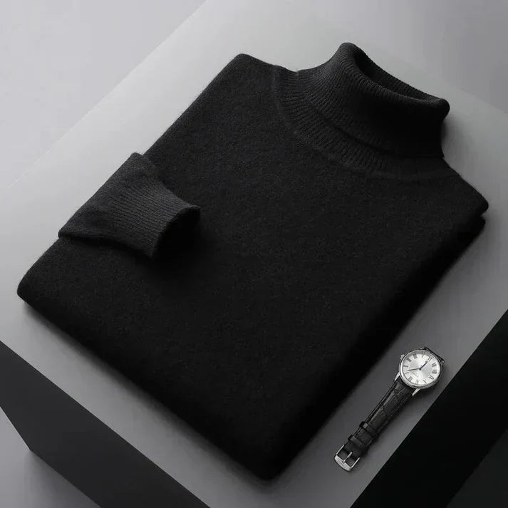Classic men's turtleneck sweater. Slim fit knitwear for year-round versatile style; business casual to relaxed fall looks.