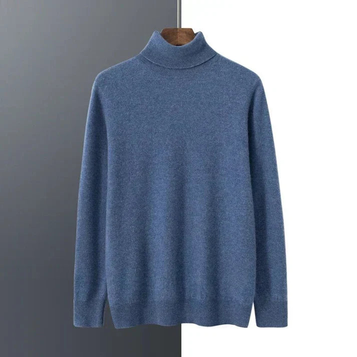 Men's modern knit turtleneck sweater for fall and winter. Versatile, slim-fit knitwear for smart casual occasions.