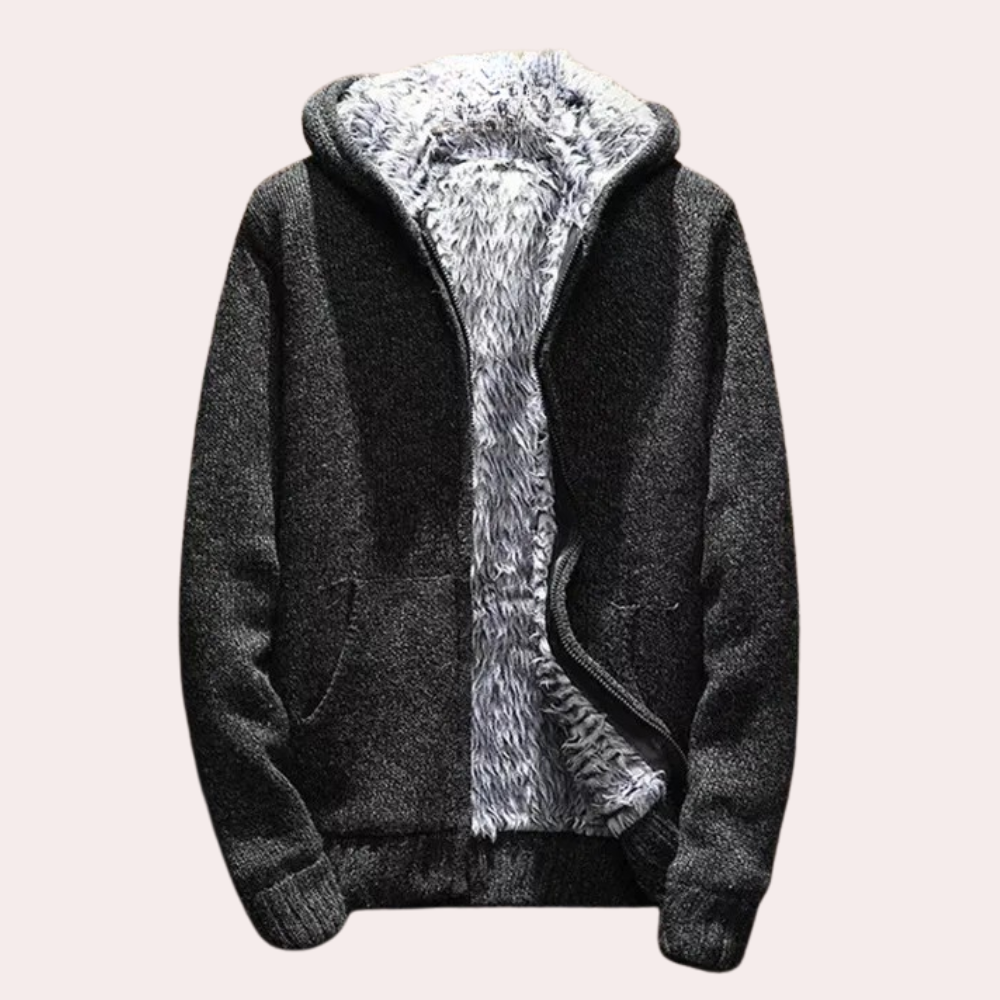Soft, comfortable men's knitted hooded gilet. A warm sleeveless vest, perfect layering piece for relaxed everyday style.