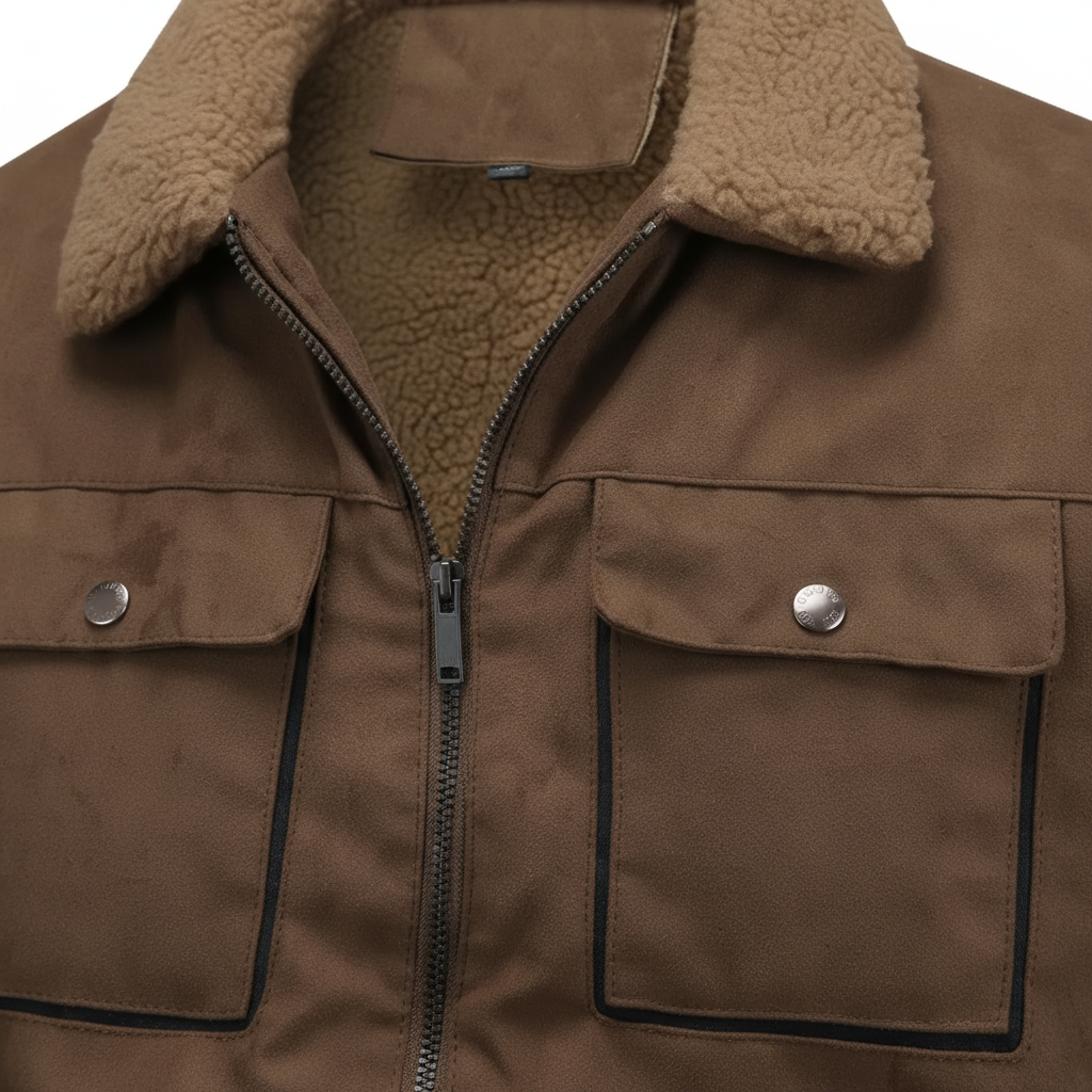 Bastian men's fleece-lined winter jacket, offering warmth and style with a classic lapel collar