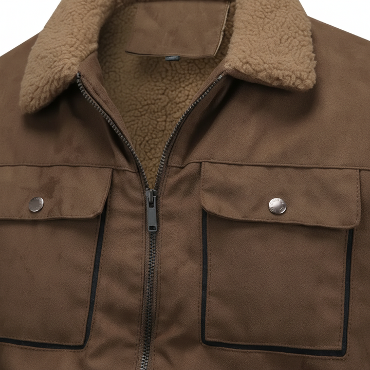 Bastian men's fleece-lined winter jacket, offering warmth and style with a classic lapel collar