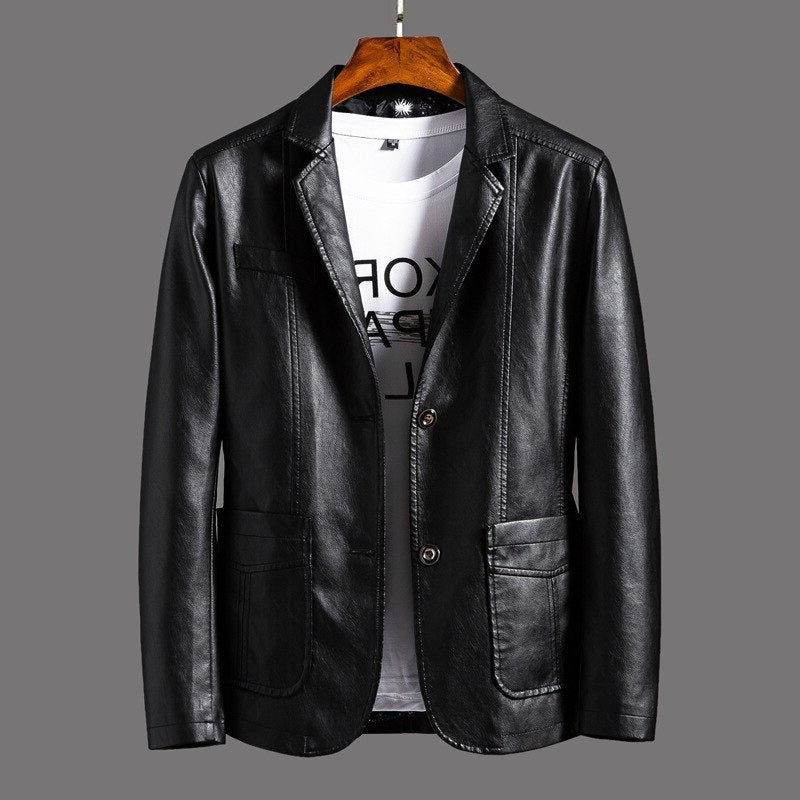 Bold red men's classic leather bomber jacket. Stylish outerwear for a timeless appeal & versatile smart casual fashion.