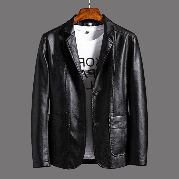 Bold red men's classic leather bomber jacket. Stylish outerwear for a timeless appeal & versatile smart casual fashion.