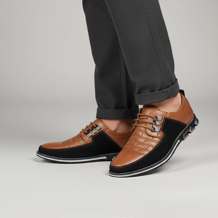 Men's classic leather lace-up low shoes, perfect for formal or business casual wear