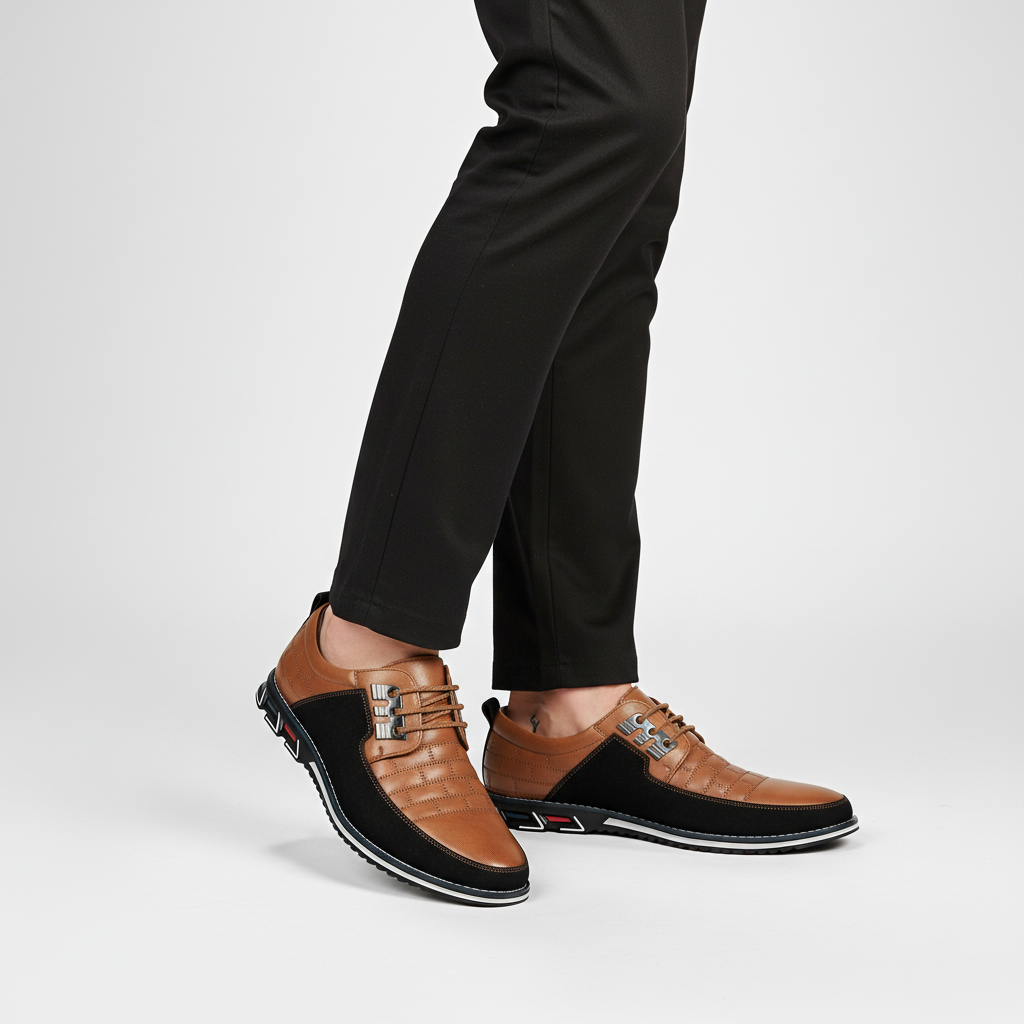 Stylish men's leather lace-up dress shoes, comfortable and classic for office or events