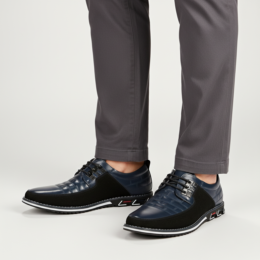 Elegant men's genuine leather lace-up shoes, offering timeless style and comfort