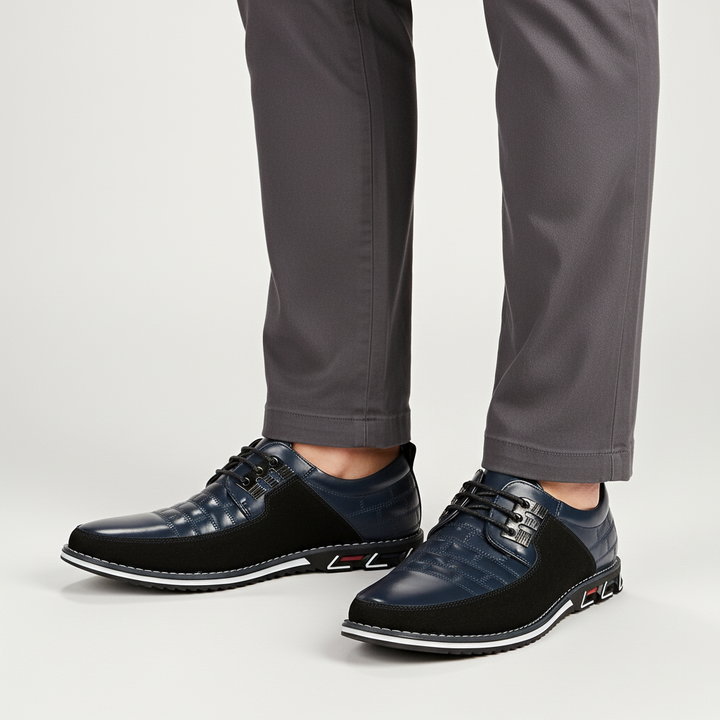 Elegant men's genuine leather lace-up shoes, offering timeless style and comfort