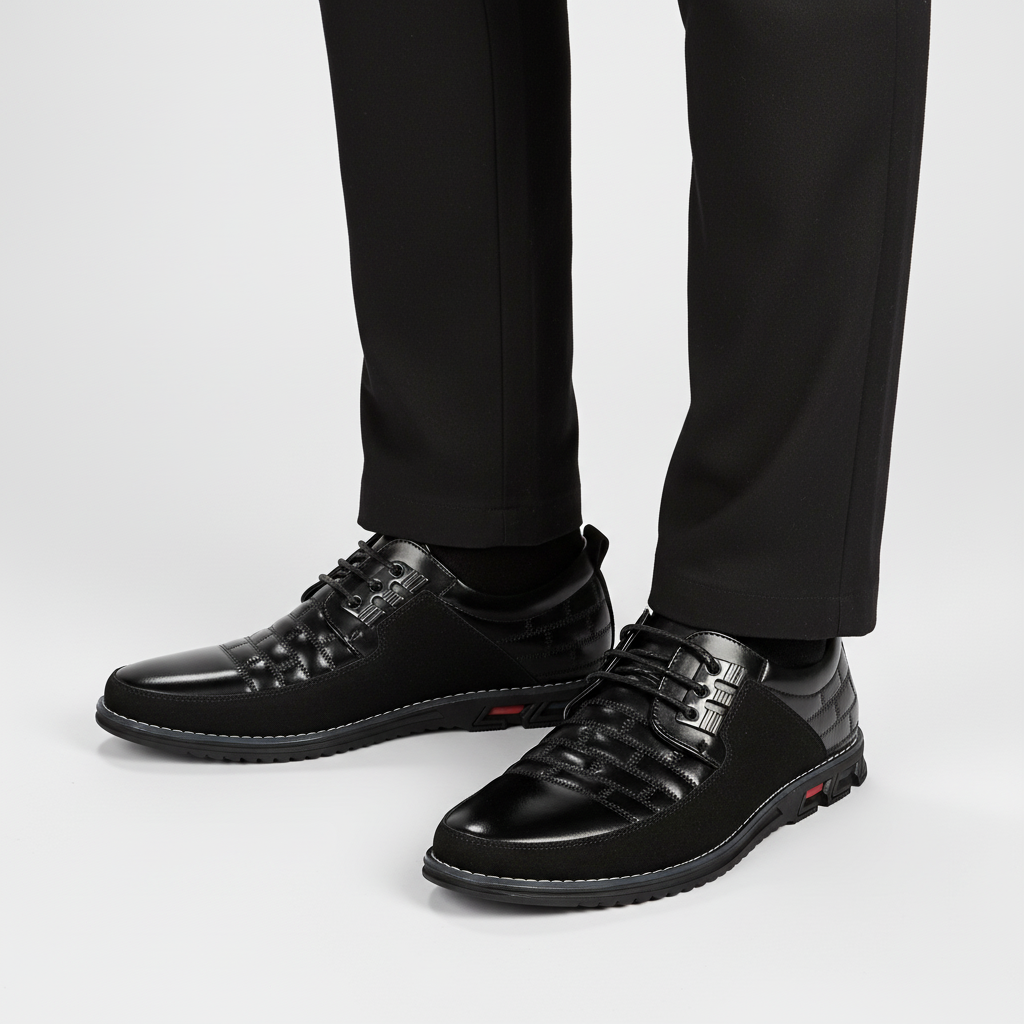 Brown men's leather lace-up low shoes with classic stitching, suitable for many occasions