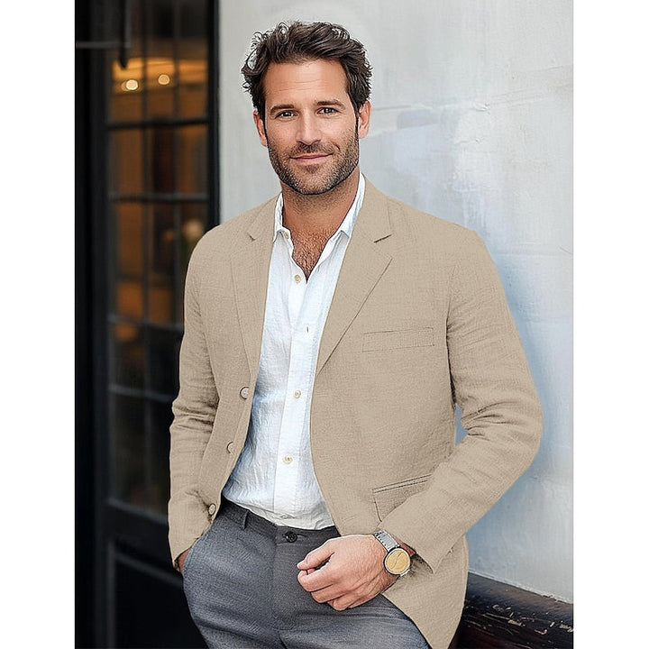 Elegant men's classic blazer, a lightweight smart casual jacket, ideal for layering and year-round style.