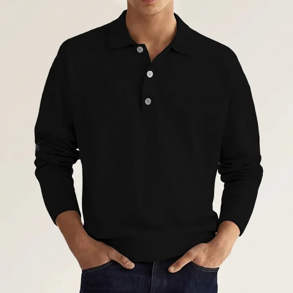 Classic long sleeve men's polo shirt, suitable for casualwear and everyday style, mensfashion.