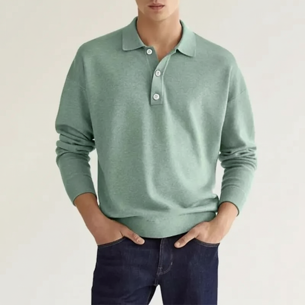 Mensapparel: long sleeve polo shirt for men, offering comfort and timeless smart-casual style.