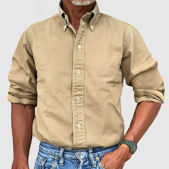 Men's button-down long sleeve shirt, offering classic style & versatile elegance for any occasion.