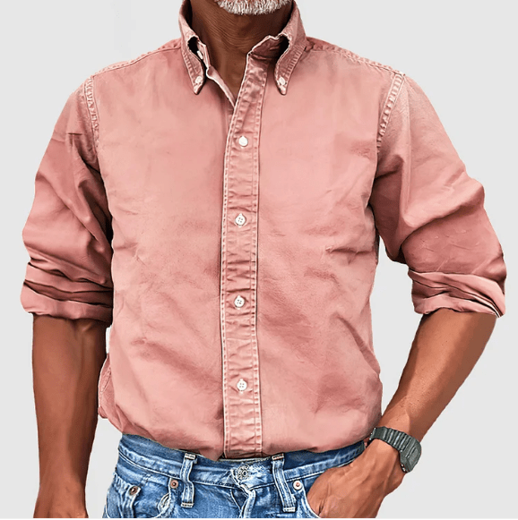 Men's classic long sleeve button-down shirt. Versatile formal & casual men's apparel for comfort.