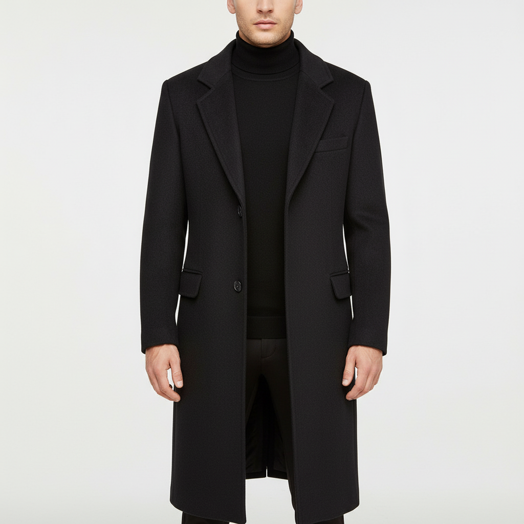 Daniel men's long wool blend coat, a warm and stylish classic style jacket for winter.
