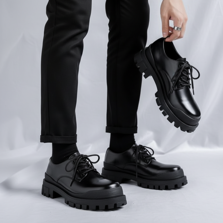Men's classic low-cut vegan leather dress shoes, anti-slip, comfortable, ideal for autumn fashion.