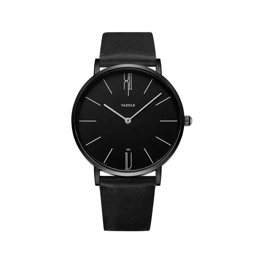 Elegant men's watch featuring a smooth leather strap and a minimalist dial, perfect for a sophisticated touch.