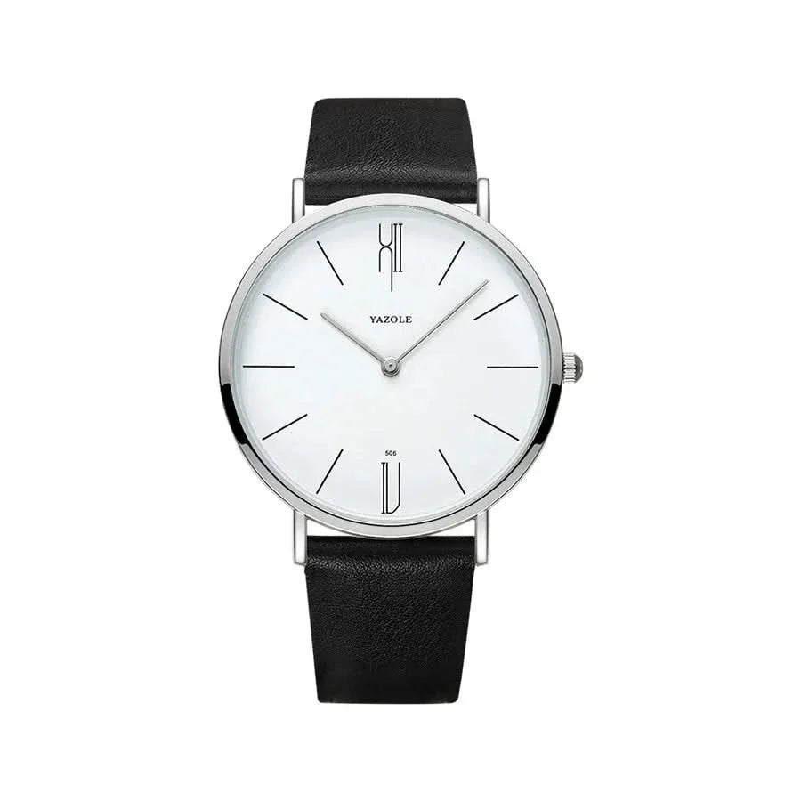 Mens sophisticated watch, a minimalist design with a durable leather band, offering timeless elegance.
