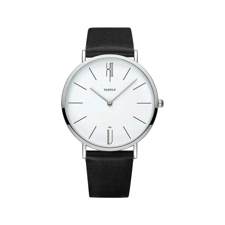 Mens sophisticated watch, a minimalist design with a durable leather band, offering timeless elegance.