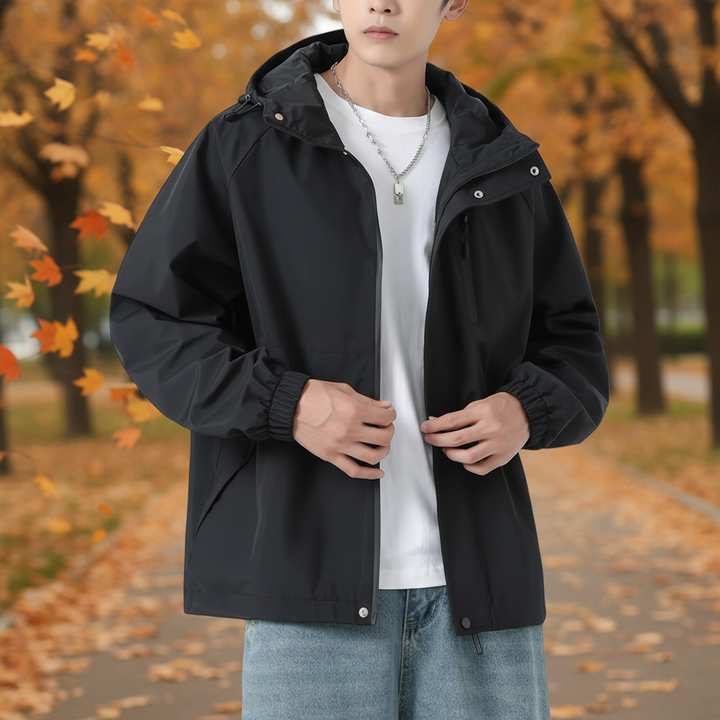 Men's classic olive green lightweight windbreaker jacket, Lennard, perfect for casual outdoor wear