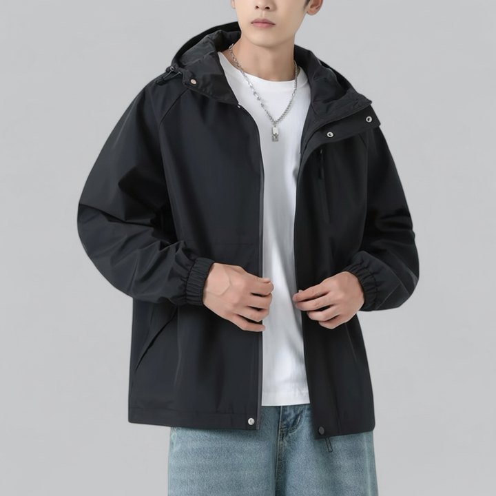 Stylish men's lightweight windbreaker jacket, Lennard, in dark blue, offering wind resistant protection