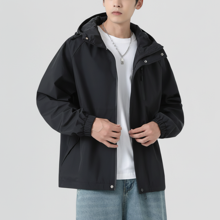 Casual men's lightweight windbreaker, Lennard, shown in a neutral grey, great mens outerwear