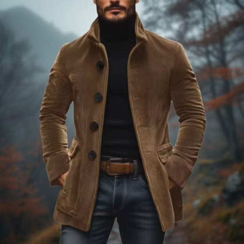 Sophisticated men's classic overcoat jacket with a tailored fit, versatile for smart casual or layered looks.