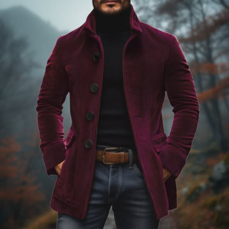 Stylish men's classic overcoat jacket, a timeless men's outerwear piece for a polished winter fashion look.