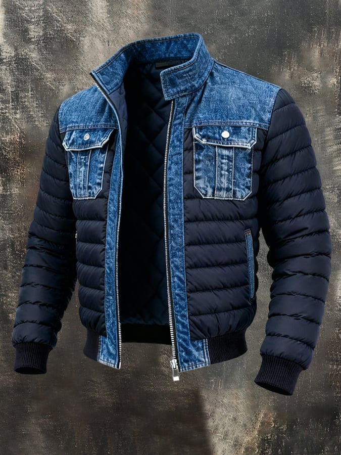 Men's classic padded jacket, ideal for winter warmth & cold weather. Durable everyday casual outerwear.