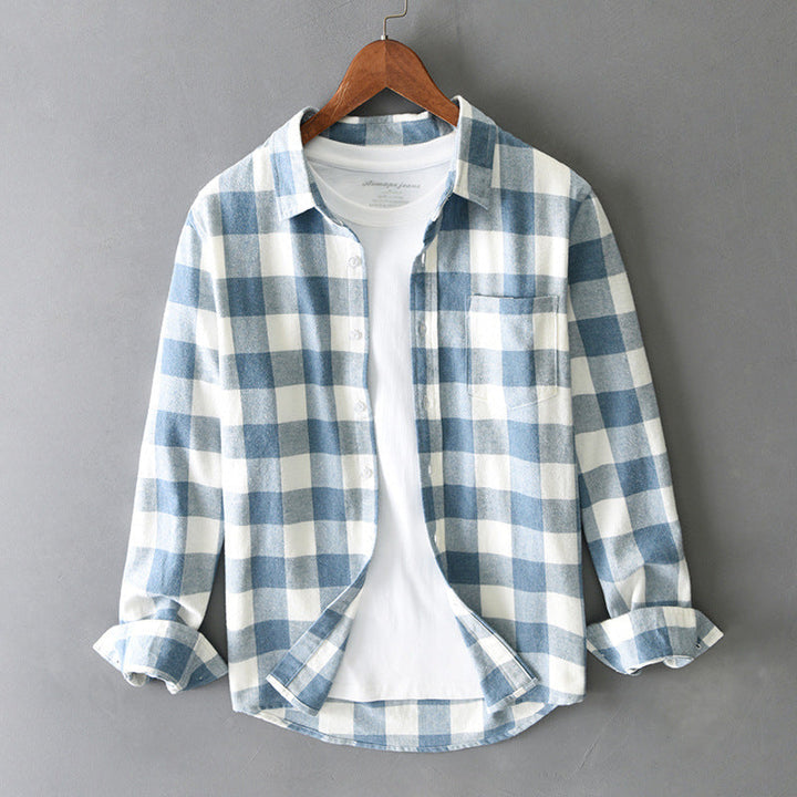 Men's classic plaid button-down shirt. Long-sleeve for stylish everyday comfort, casual wear & fall fashion.