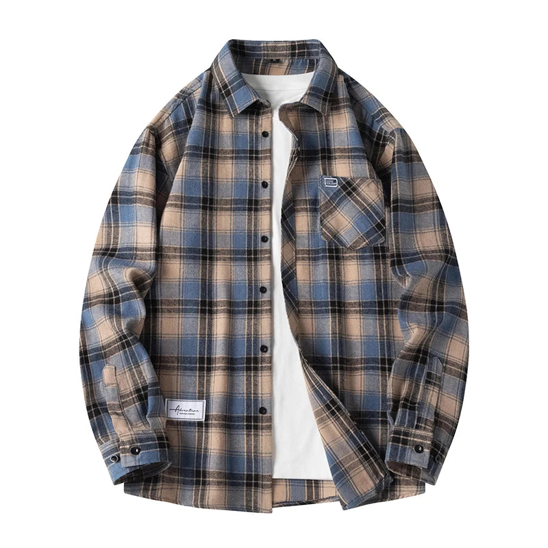Men's classic plaid flannel shirt, timeless style & comfort. Relaxed fit, long sleeve casual button-up.