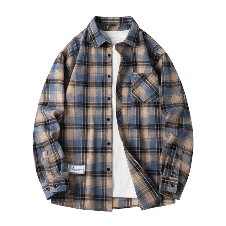 Men's classic plaid flannel shirt, timeless style & comfort. Relaxed fit, long sleeve casual button-up.