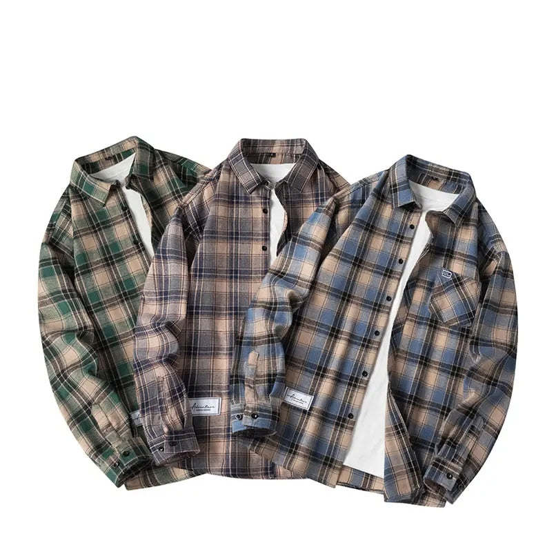 Men's classic plaid flannel shirt, perfect for layering or everyday casual style. Soft and comfortable.