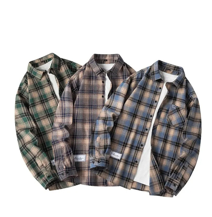 Men's classic plaid flannel shirt, perfect for layering or everyday casual style. Soft and comfortable.