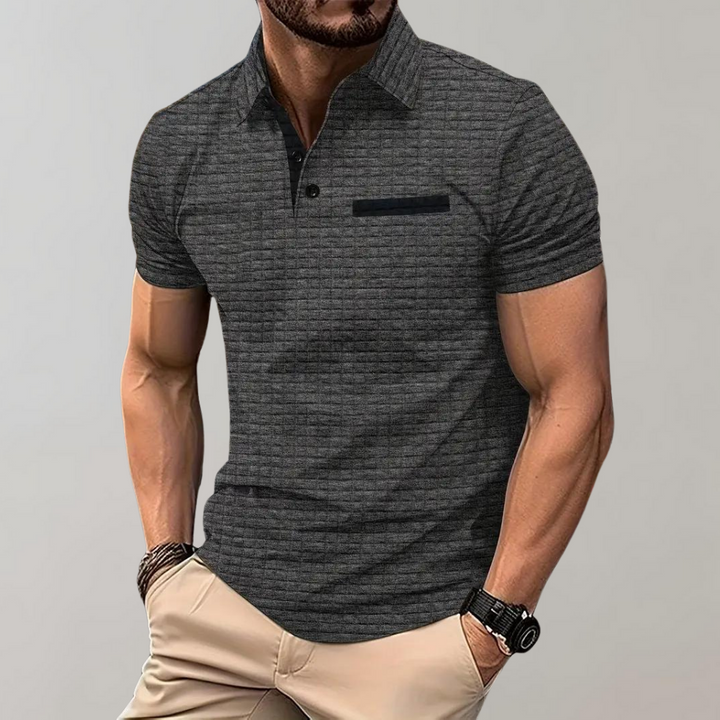 Elegant men's short sleeve polo, perfect for smart casual occasions.