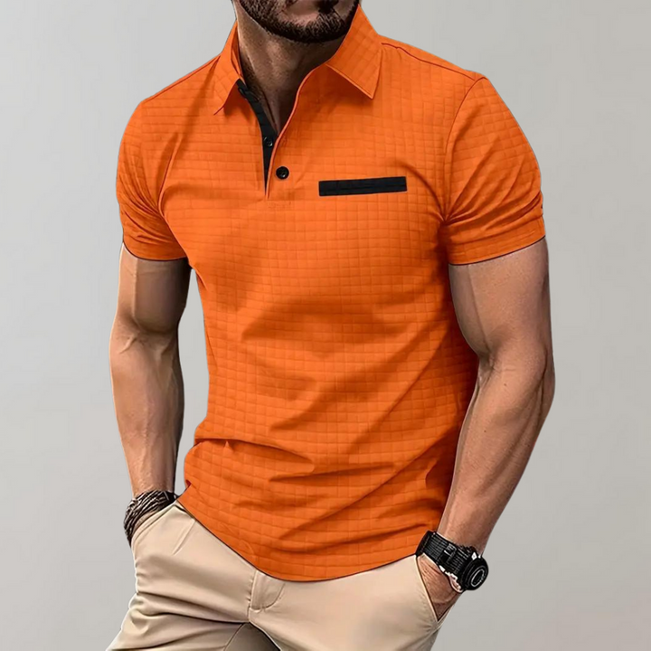 Classic style men's polo, offering effortless smart casual elegance.