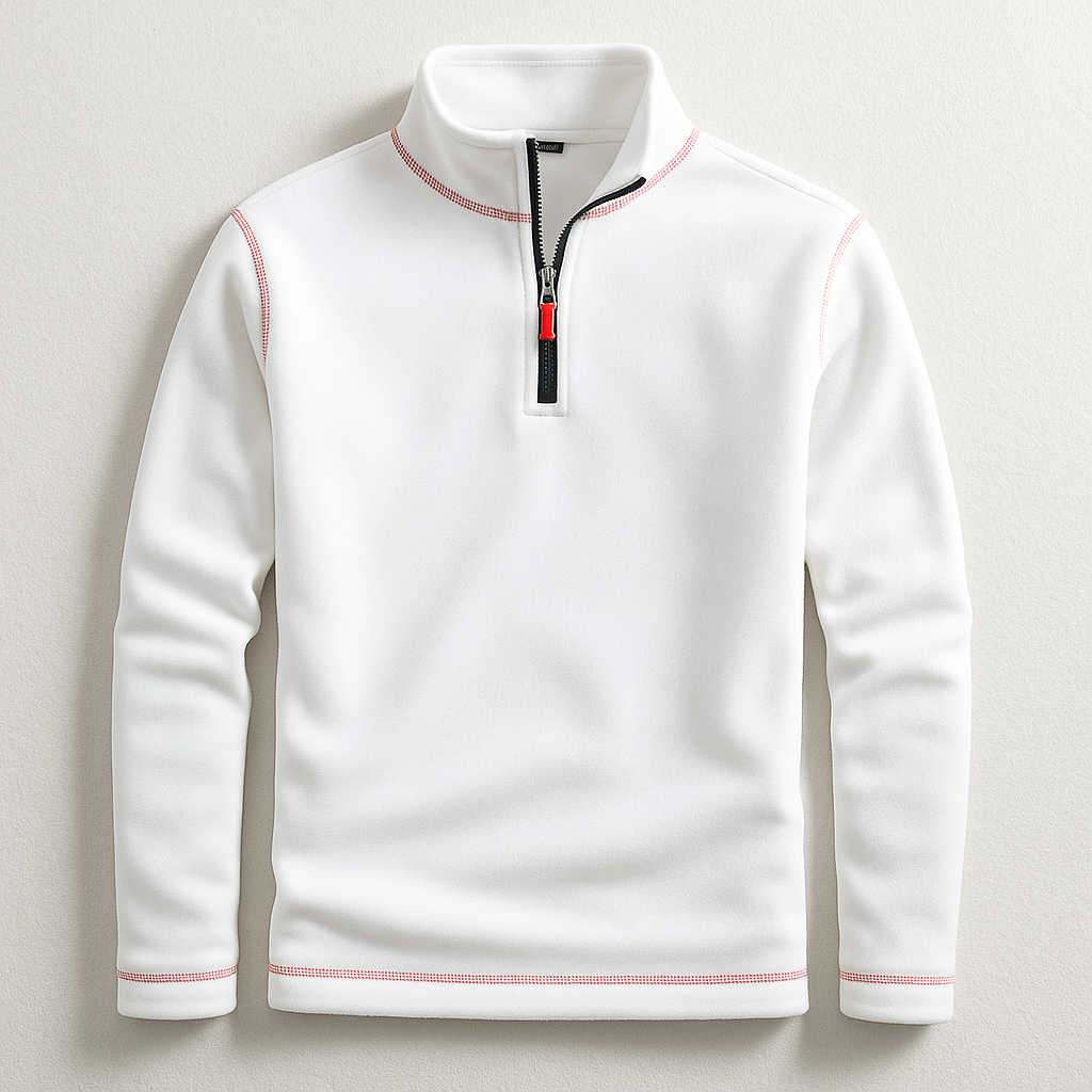 Men's quarter-zip pullover, a classic long sleeve top for casual wear, comfort & versatile layering in men's fashion.