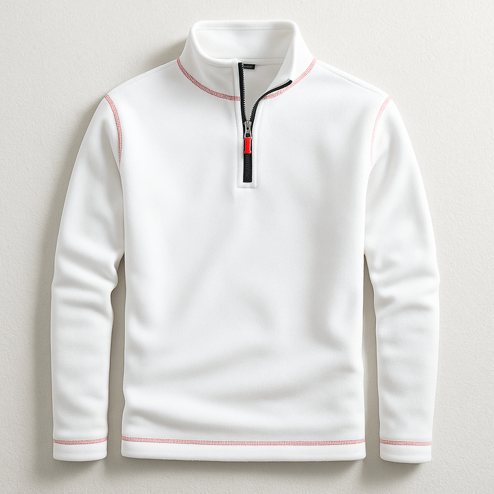 Men's quarter-zip pullover, a classic long sleeve top for casual wear, comfort & versatile layering in men's fashion.