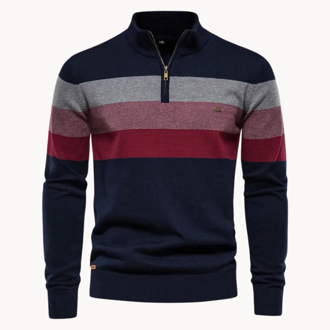 Classic men's quarter-zip sweater, a versatile long-sleeve addition to any wardrobe.