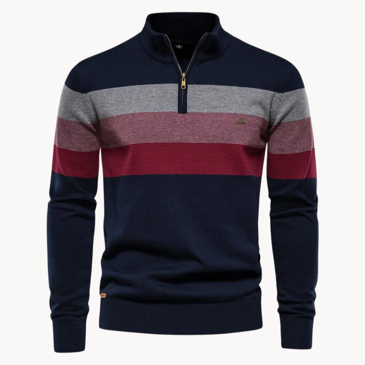 Classic men's quarter-zip sweater, a versatile long-sleeve addition to any wardrobe.