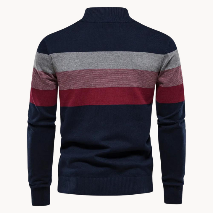 Smart casual men's quarter-zip sweater, comfortable and fashionable for modern men.