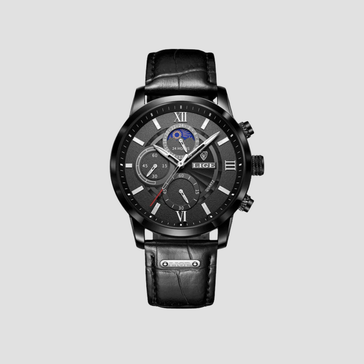 Elegant men's fashion accessory: a classic quartz watch with comfortable leather strap