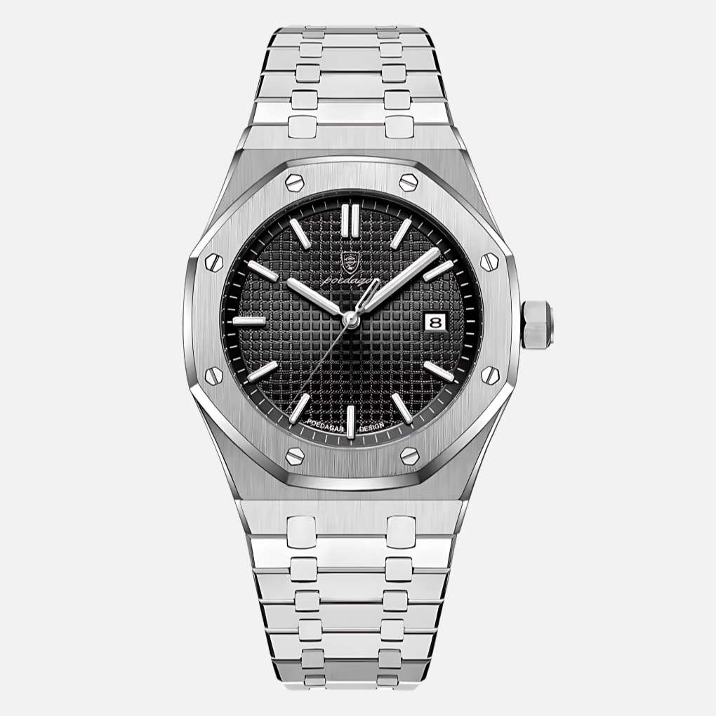 Stylish men's classic watch, a quartz timepiece with distinctive Roman numerals, perfect for formal wear.