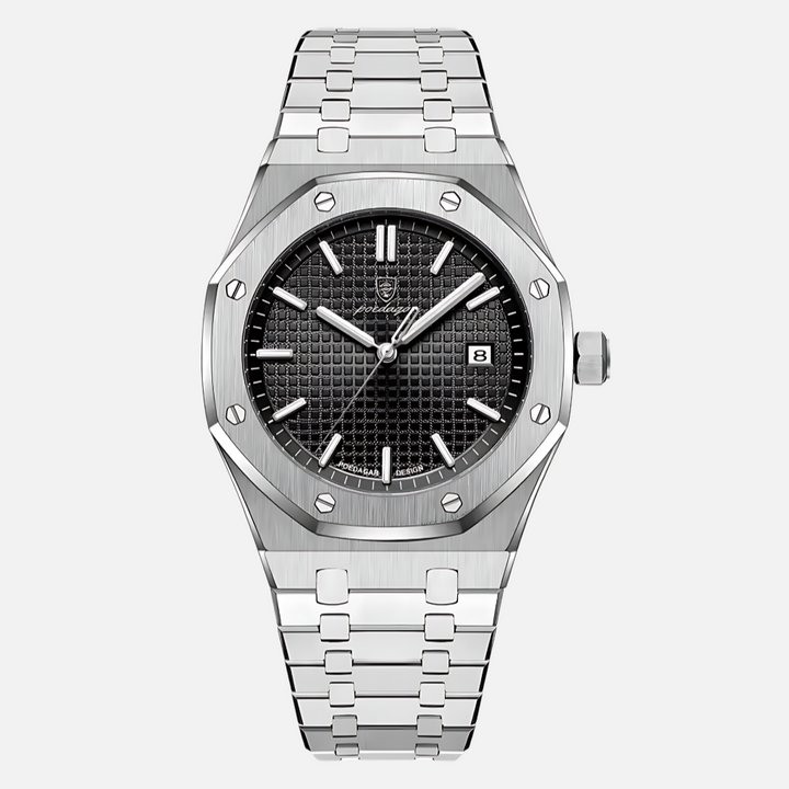 Stylish men's classic watch, a quartz timepiece with distinctive Roman numerals, perfect for formal wear.