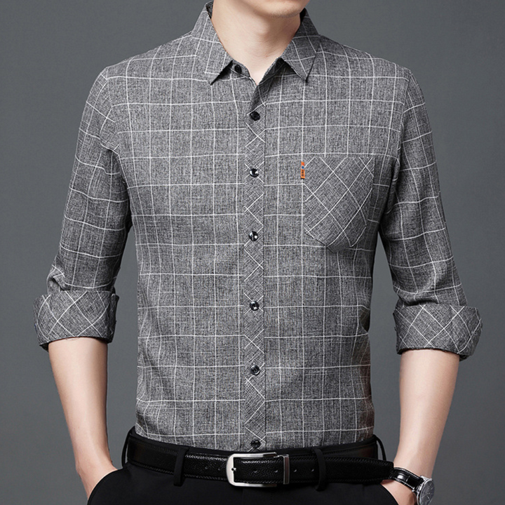 Men's classic red & black checked button-up shirt, long sleeve, perfect for casual or smart-casual everyday wear.