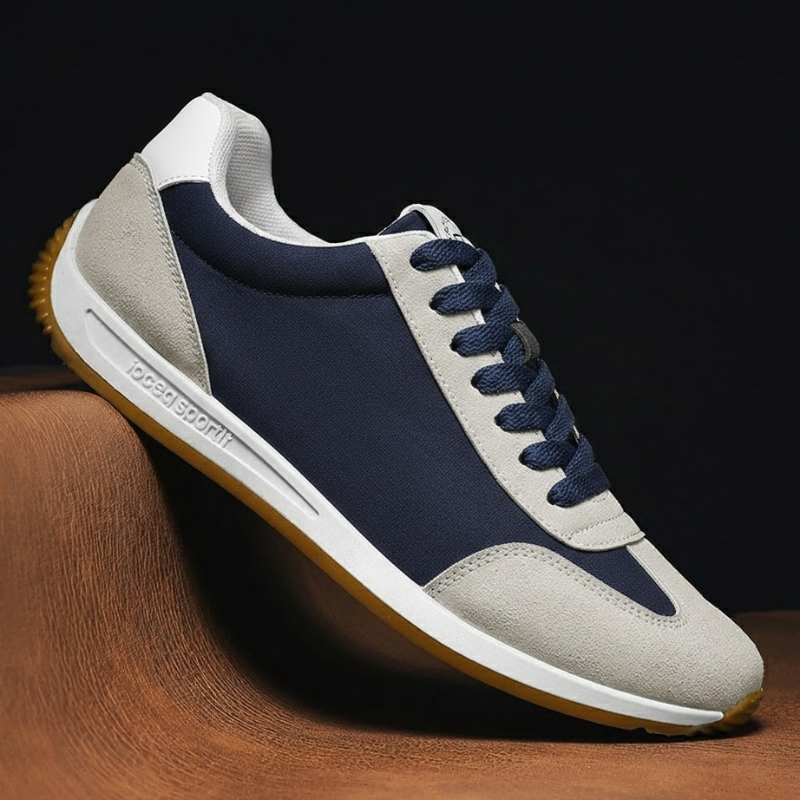 Stylish black men's classic retro comfort sneakers. Versatile casual footwear for any occasion.